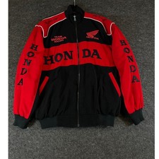 Vintage 90s Team Honda Racing Jacket Bomber Mens XL Red Black Embroidered Grunge
