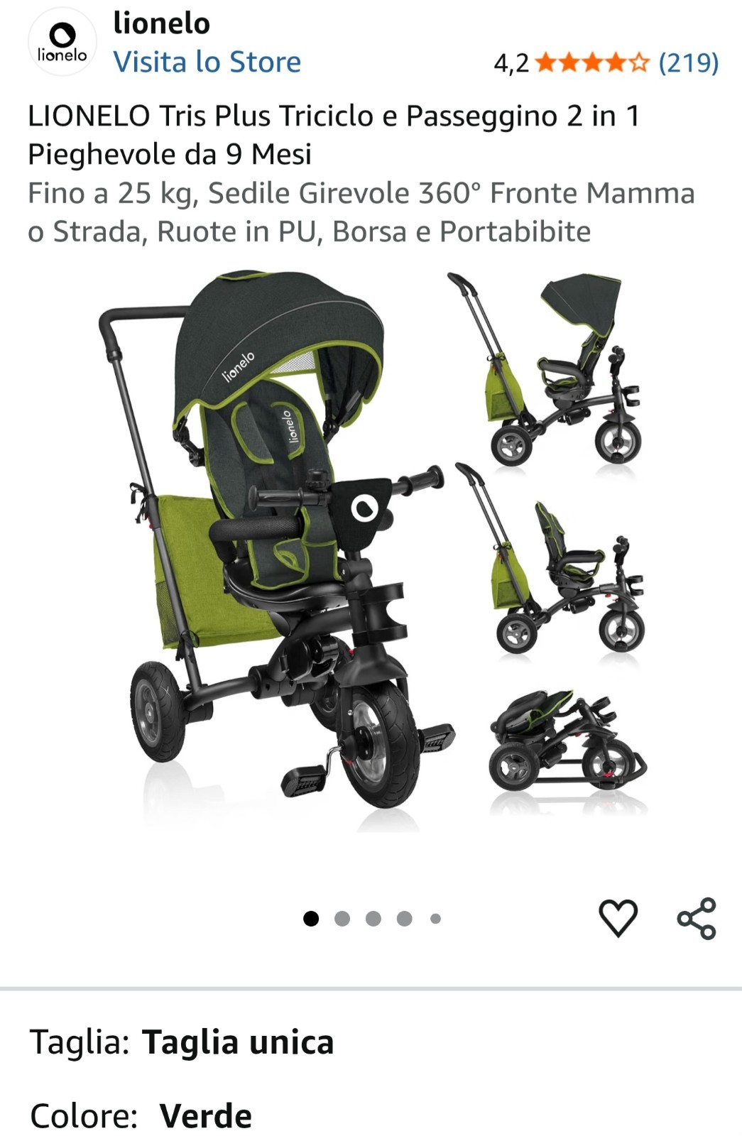 Lionello Triciclo e passeggino 2 in 1