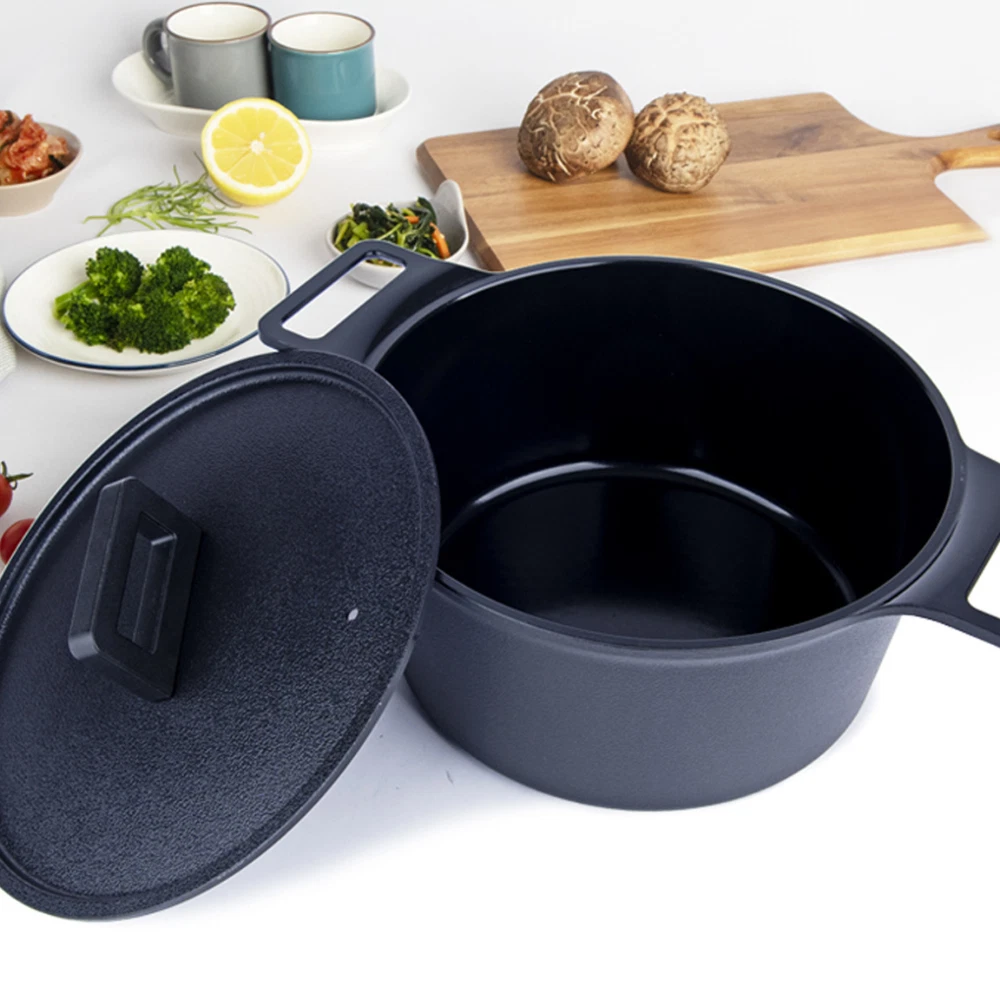 Basting 18cm Cast Aluminum Casserole Pot with Lid, Nonstick Induction Cookware