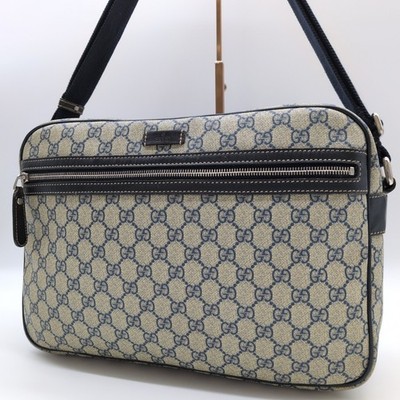 GUCCI GG Supreme Shoulder Crossbody Messenger Bag PVC Leather Beige Brown 211107
