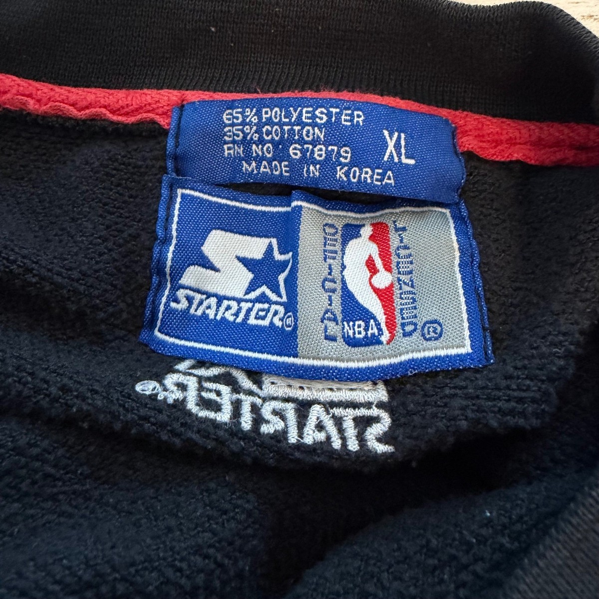 VTG Starter Chicago Bulls NBA 90s Sweatshirt XL Black Waffle Knit 
