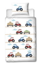 TRAUMHELDEN Traktor Baby/Kinder Bettwäsche in Flanell/Biber 40x60 + 100x135 cm