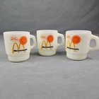 3-Vintage McDonalds  Milk Glass Coffee Mug Anchor Hocking Fire King Made in USA
