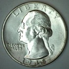 1945 UNC Washington Quarter Coin 25c Silver Uncirculated 25 Cents all Original