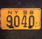 VINTAGE MOTORCYCLE 1958 NEW YORK LICENSE PLATE RARE USED AS IS — photo 1