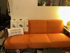 Pemberly Row Mid-Century Solid Wood Frame Sofa in Orange
