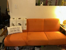 Pemberly Row Mid-Century Solid Wood Frame Sofa in Orange