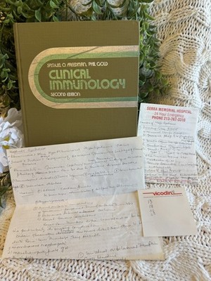 Vintage Clinical Immunology 2nd Ed 1976 HC w/Dr Notes Serra Hospital Vicodin Pad