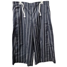 Vince Wide Leg Cropped Pants Large Striped Drawstring Waist Cotton Blend Womens