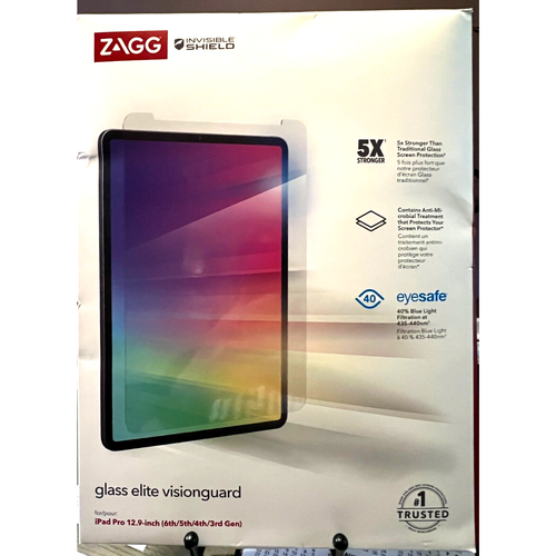 ZAGG InvisibleShield Glass Elite Screen Protection Apple iPad 12.9" New in Box - 第 1/1 張圖片