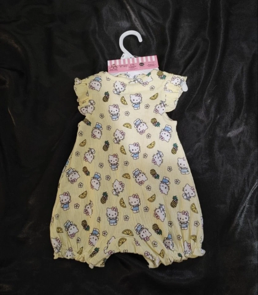 6 Months Lemon Pineapple Hello Kitty Baby Romper & Headband - New - Image 3 of 4