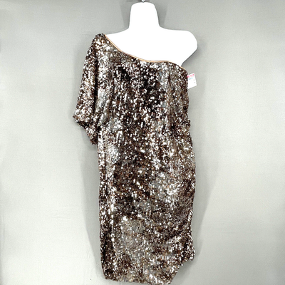 Deb One Shoulder Blush Sequin Dress Bronze Size 20 Lined NWT Sexy | eBay