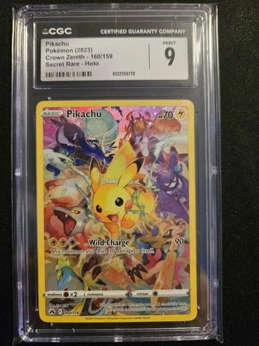 Pikachu Crown Zenith 160/159 Secret Rare Holo CGC 9 English 2023 Pokémon TCG