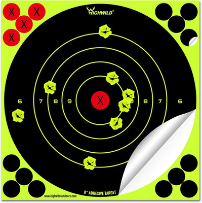 Highwild 8X8 Inch Splatter Adhesive Bullseye Fluorescent Yellow Shooting Target