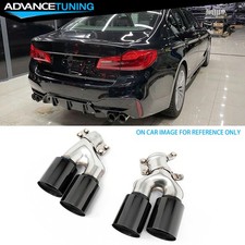 Fits 17-20 BMW 5 Series G30 Black Stainless Steel Quad Exhaust - F90 M5 Style