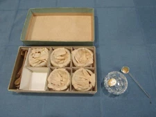 Vintage Set of 6 Bohemia Glass Salt Cellars & Spoons - made in Czechoslovakia #