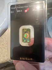 2 Gram Argor Heraeus Kinebar Gold Bar (New w/ Assay)