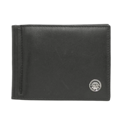 Christian Dior Portefeuille Bi Pli Pince à Monnaie CD Logo Cuir Noir Homme POJ3096