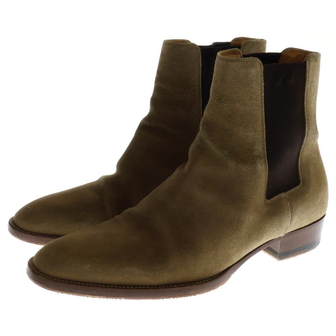 STIVALI CHELSEA SAINT LAURENT PARIS LAURAN PELLE SCAMOSCIATA LATO GORE BEIGE USATI 0B46