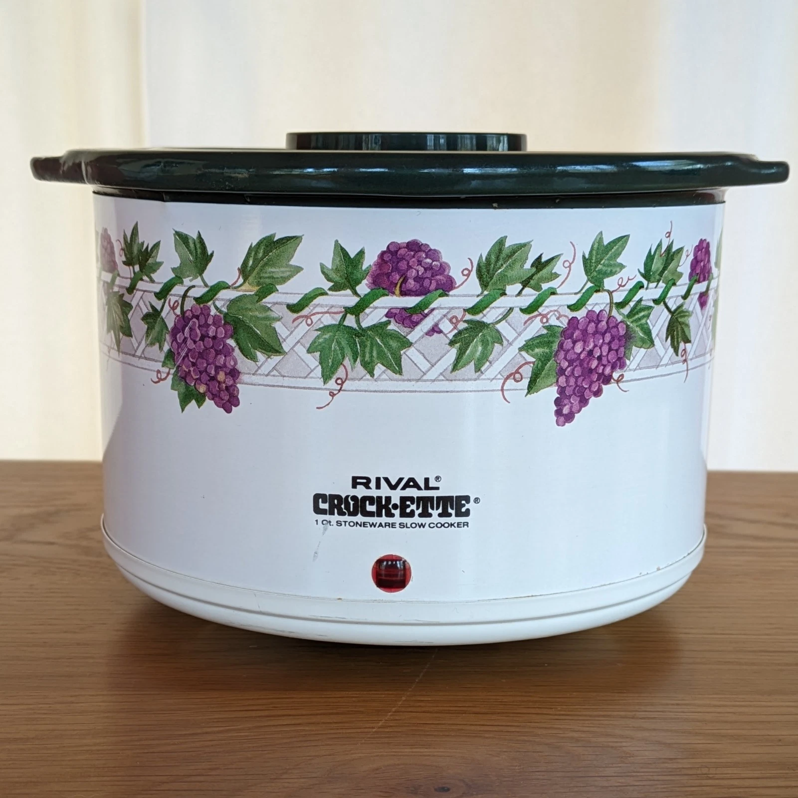 Vintage 1980s Rival Crock-Ette 3205 1 Qt Grapevine Slow Cooker Stoneware USA