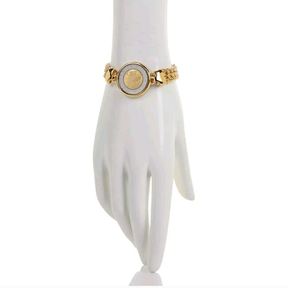 BELLEZZA Two-Tone Lira Coin 3-Row Rope-Link Chain Bracelet - Sm - NWT - product detail image 3
