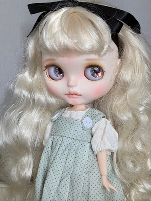 Custom Icy Doll Neo Blythe Size Blonde Hair Flower Eyeshadow Kawaii Girl OOAK