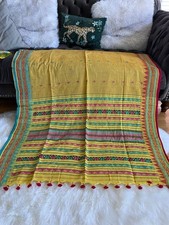 Mustard Yellow Khadi Handloom Cotton Saree partywear casual wear Sari For Women