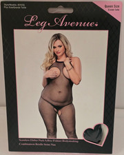 Plus Size SEAMLESS HALTER PEEK-A-BOO FISHNET BODYSTOCKING by LEG AVENUE 8350Q