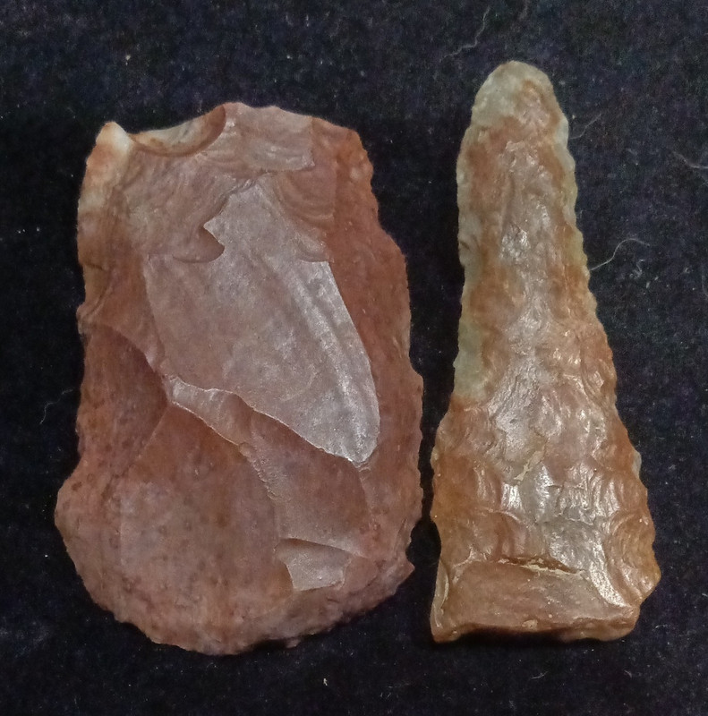 Stone Spear Head / Spearhead Point, Brown/Gray, Ambidextrous, Lot of 2, 3 in