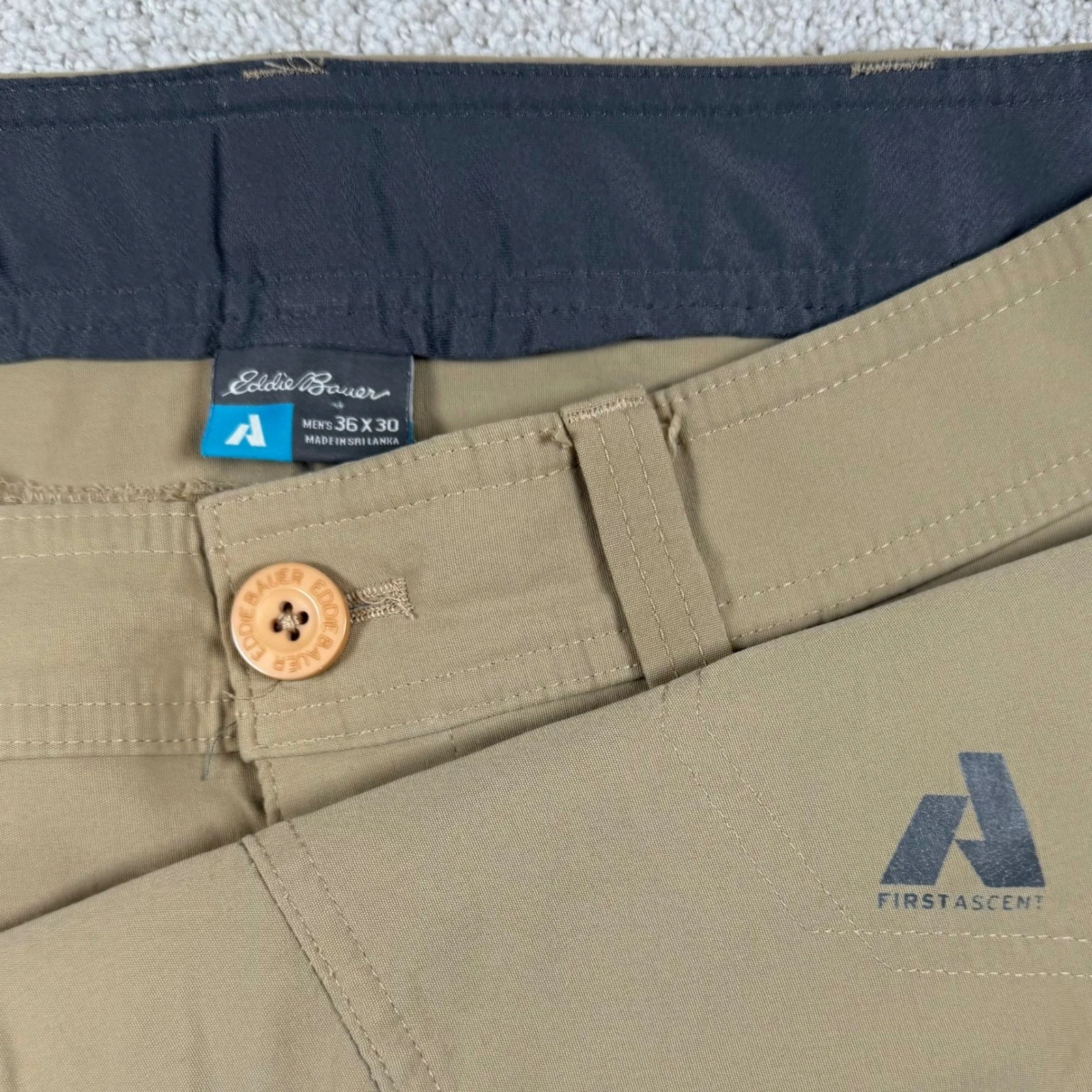 Eddie Bauer Mens 36x30 Beige First Ascent Guide Pro Nylon Straight Hiking Pants