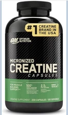 Optimum Nutrition 100% Pure Micronized 2500mg Creatine Monohydrate 200 Capsules