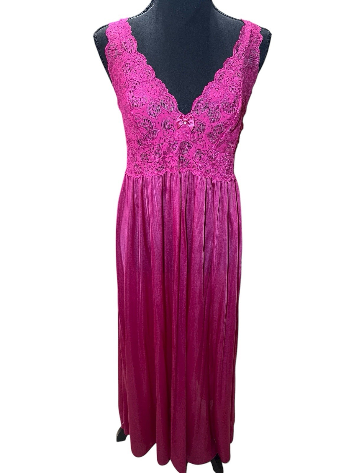 Vintage Shadowline Nylon Spandex Lace Nightgown Large Long Maxi Sheer Fairy USA