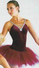 Ballet COSTUME VELVET DANCE BALLET Small CHILD attached tutu Wine hologram braid