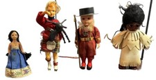 Vintage Miniature Plastice Celluloid Doll Lot of 4 Souvenir Dolls Around World