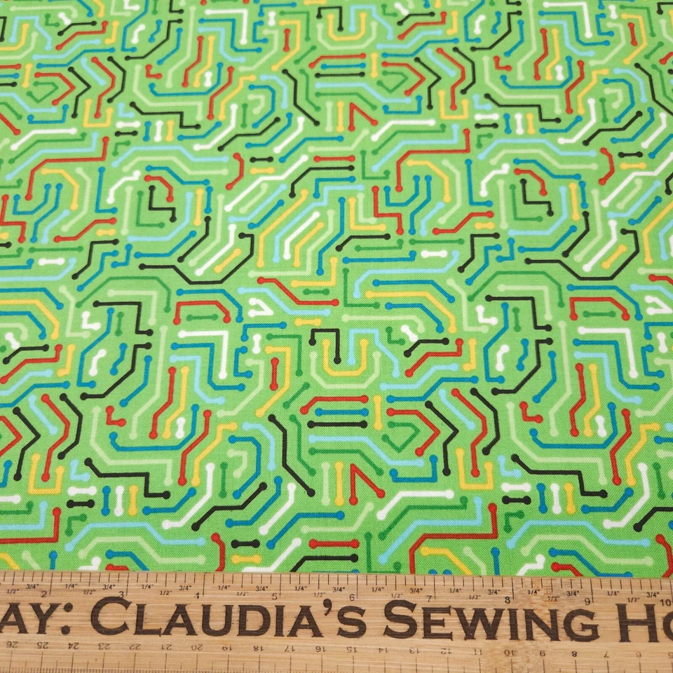 Gaming Zone BTY Northcott Colorful Circuit Board on Green - Image 2 of 3