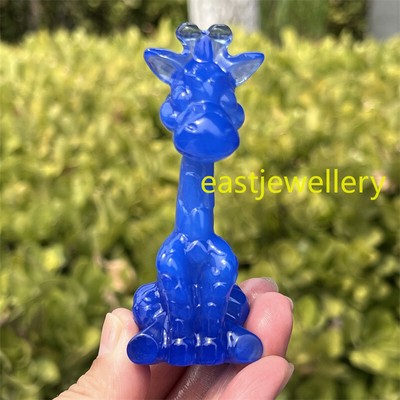 3.3'' Blue Opalite Giraffe Skull Quartz Crystal Skull Reiki Healing Decor PC