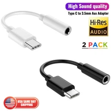 2x USB Type C Adapter to 3.5mm Aux Jack Ear Headphone for Samsung S23 S21 iPhone