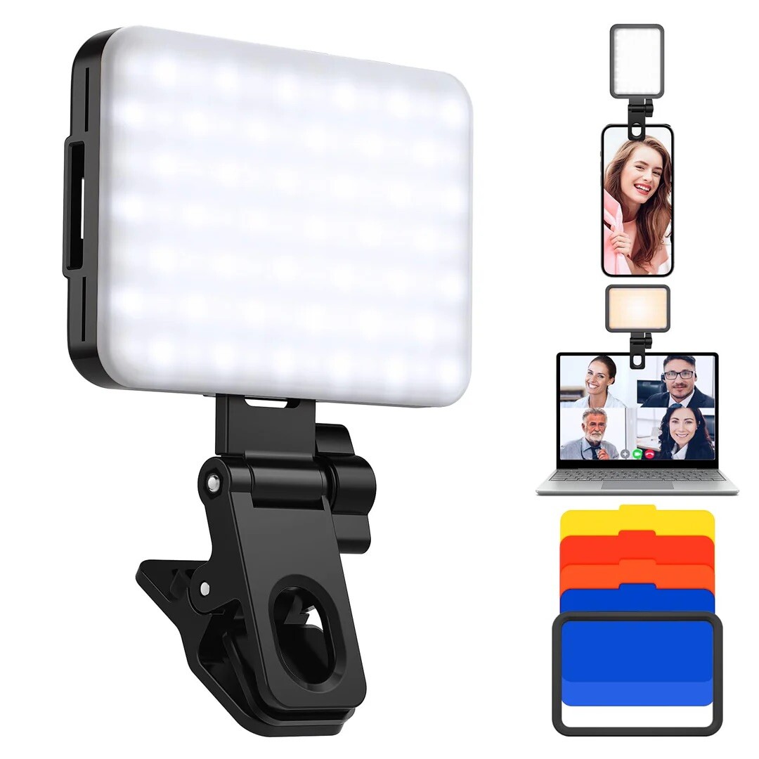 K&F Concept LED Selfie Light, Rechargeable Phone Light 3 Light Modes TikTok Vlog