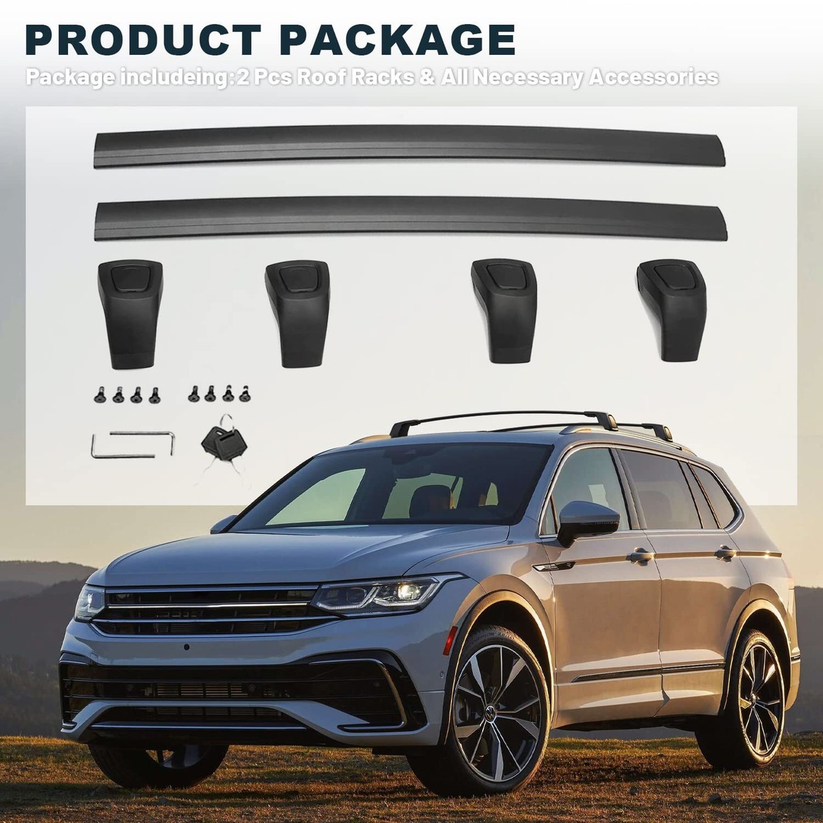 ACE-2 Dakdrager Bagagedrager Compatibel Met Volkswagen Tiguan Allspace Bw 2018 2023 Spoorstaven Grijs Aluminium 2 Staven