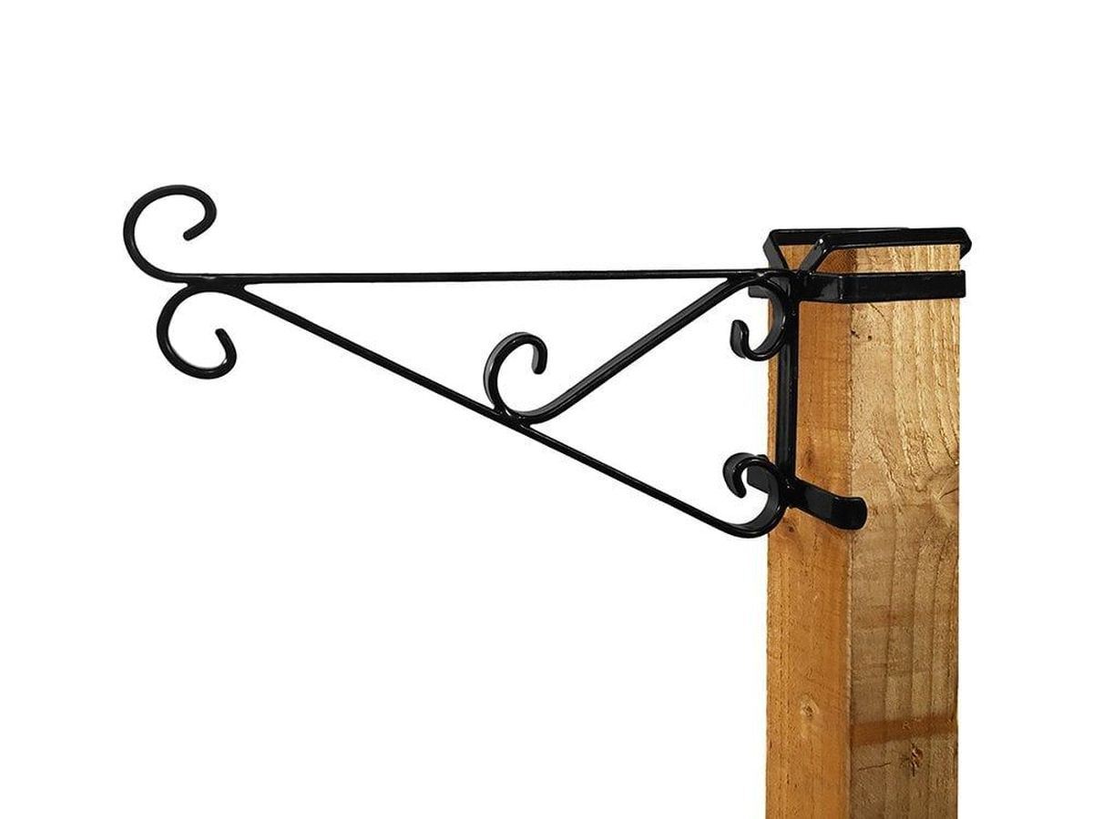 Bracket 38 cm Wooden Post For Hanging Basket Plastic Coated Steel Garden Pride