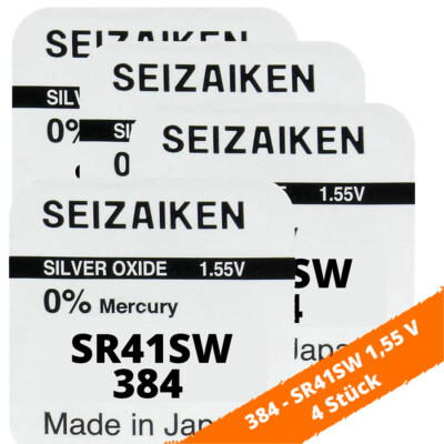 4 x SEIZAIKEN 384 SR41SW Batterie Knopfzelle SR41 280-13 RW37 1,55V Seiko Uhr