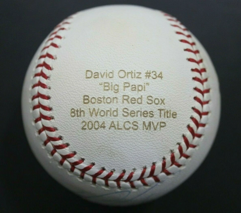 David Ortiz BIG PAPI Boston Red Sox Autograph Signed Career Stats Baseball PSA  - Image 2 of 4