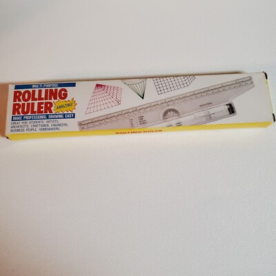 All Purpose Rolling Ruler Make Professional Drawing Easy Original Box Estate