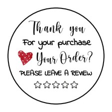 30 1.5" THANK YOU LEAVE REVIEW LOVE ORDER LABELS ROUND STICKERS ENVELOPE SEALS