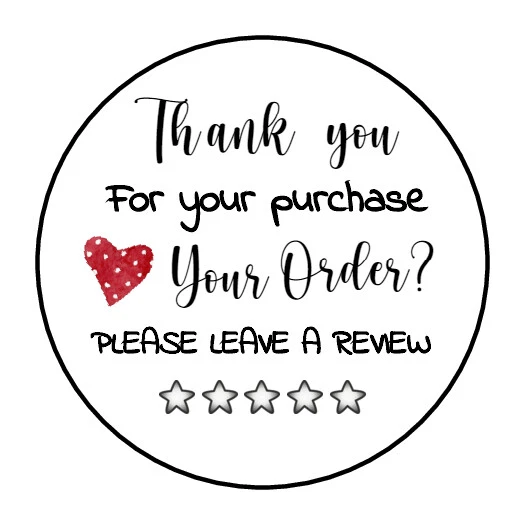 HOMEMADE 30 1.5" THANK YOU LEAVE REVIEW LOVE ORDER LABELS ROUND STICKERS ENVELOPE SEALS