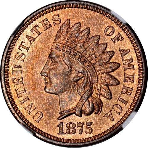 1875 1C Snow-15 Indian Cent NGC MS66RB (PHOTO SEAL)