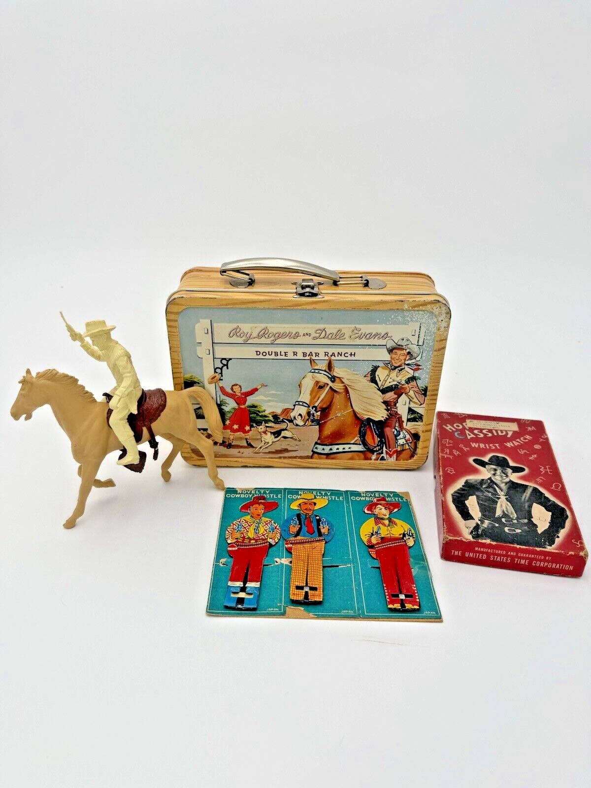 Lot , Cowboy,horse , 3 Tin Cowboy Whistles