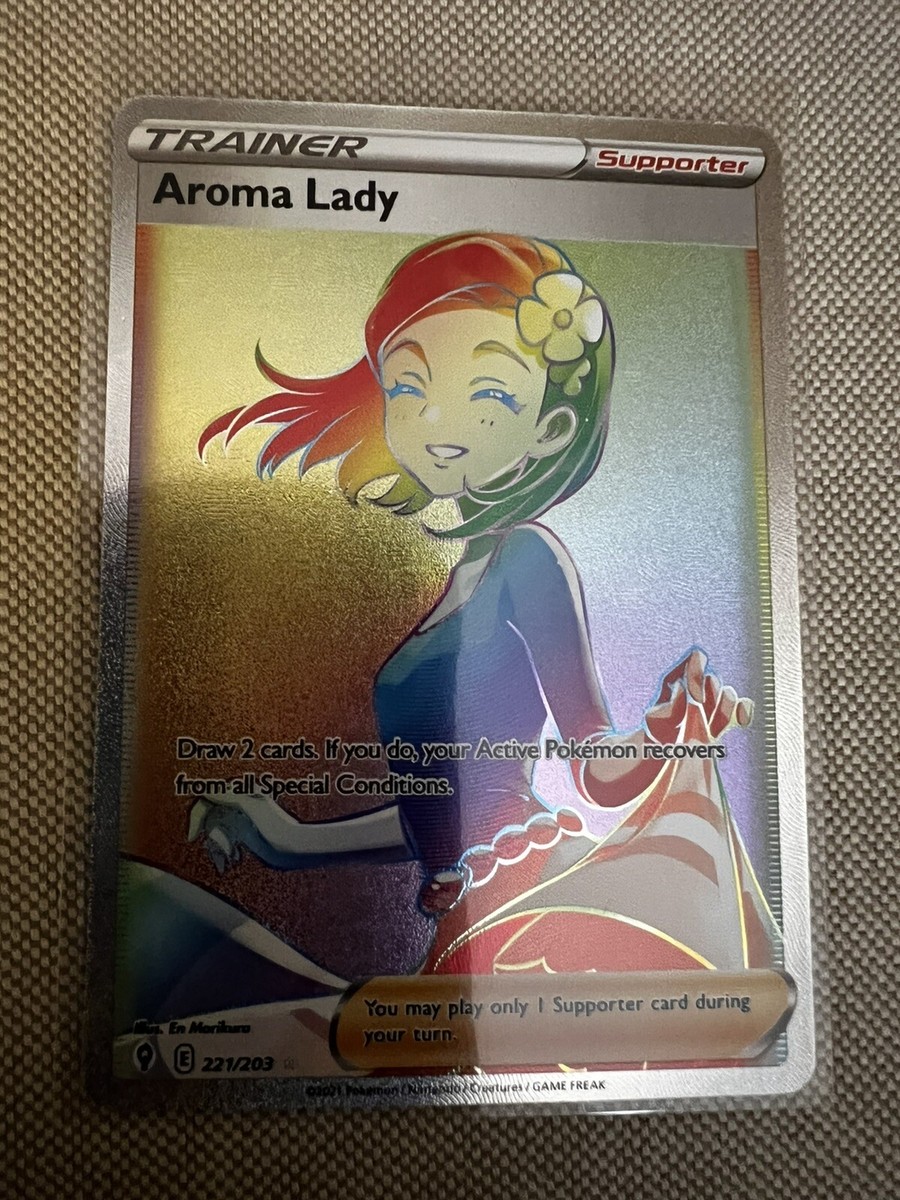 Aroma Lady 221/203 Evolving Skies NM Full Art Secret Rainbow Rare Pokemon Card Aroma Lady 221/203 Evolving Skies NM Full Art Secret Rainbow Rare Pokemon Card