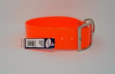HUNTING DOG COLLAR 200D ORANGE DAYGLO 23" X 2" WIDE FREE BRASS NAMEPLATE