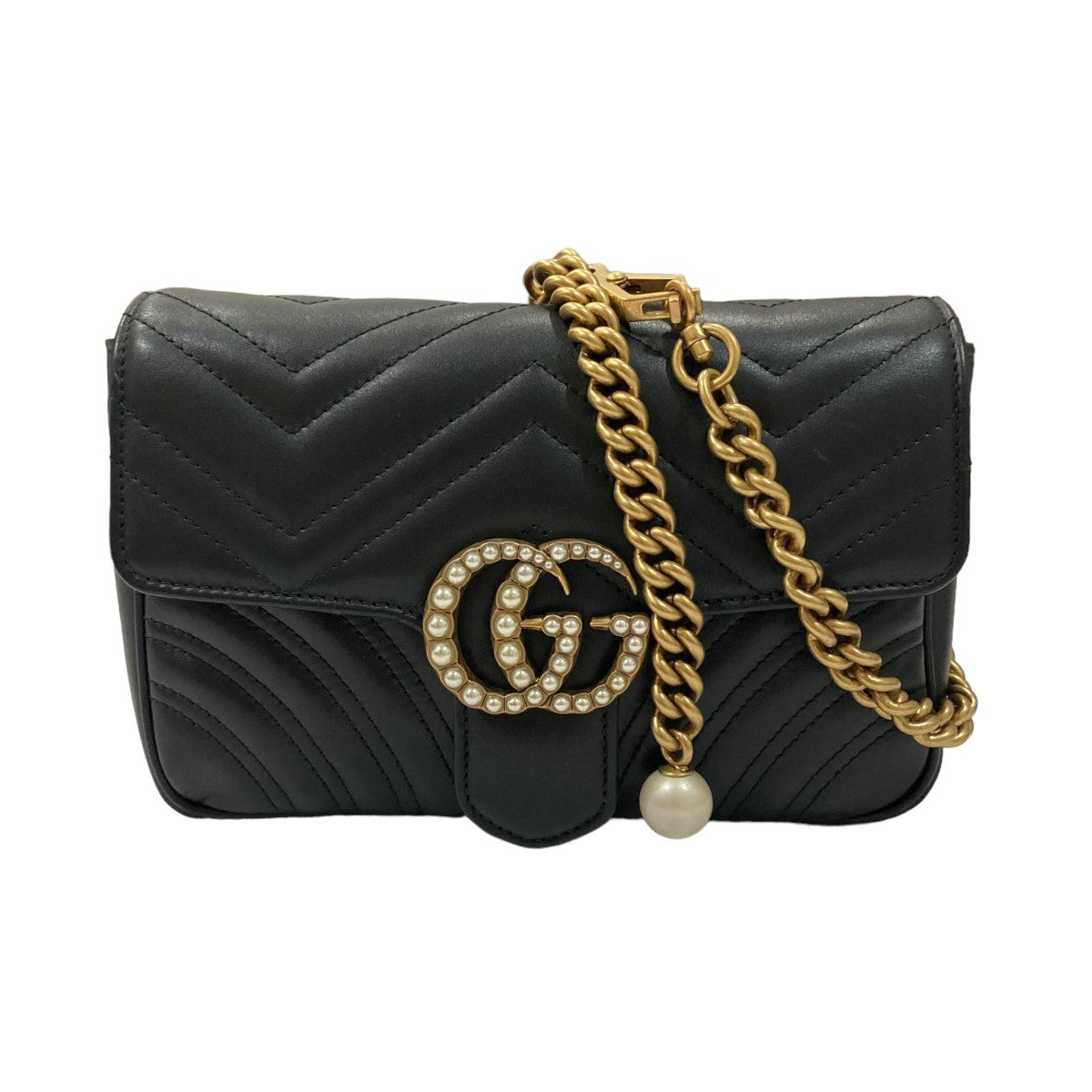 その他 gucci GUCCI Chain Shoulder Bag 476809 Black x Gold with Dust Bag